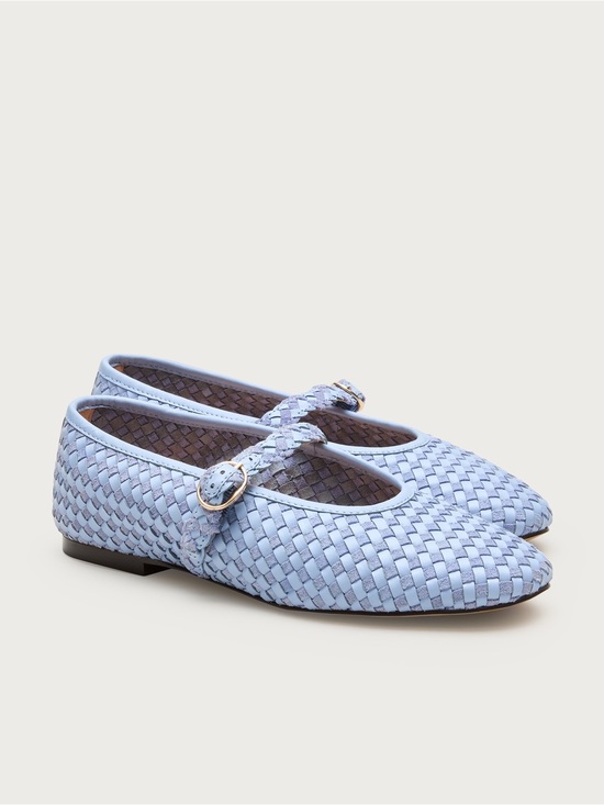J. Crew Shoes - J CREW WOVEN LEATHER AND SUEDE BALLET  MARY JANE FLATS WATERCOLOR
BLUE 7
